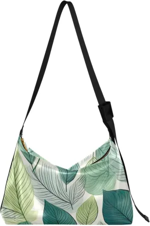 Leaves Green Color Tote Bag for Women Large Hobo Bags Womens Cross Body Purses Leather Hobo Bags with Adjustable Strap for Travel Women