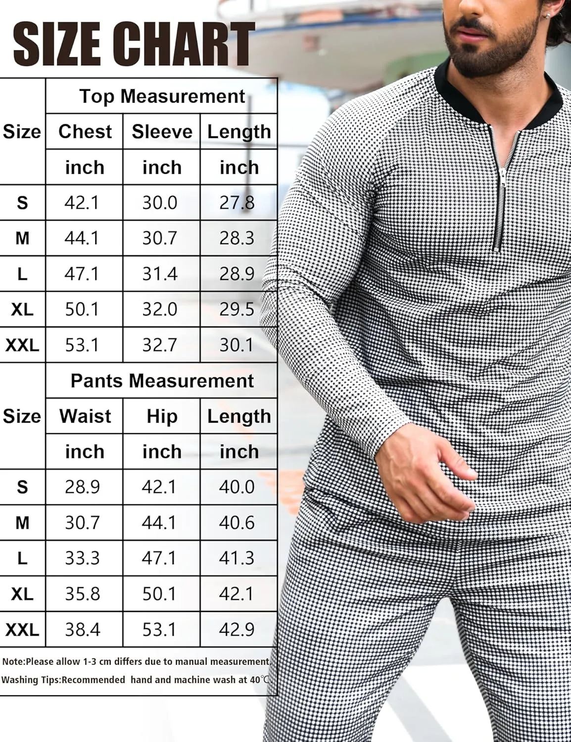 LecGee Mens 2 Piece Outfits Long Sleeve Athletic Quarter Zip Polo Tracksuit Jogging Casual Sports Sweatsuit Set