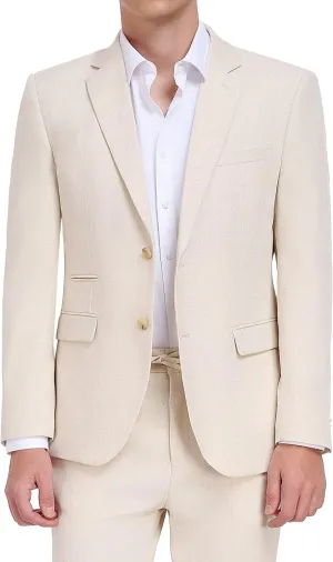 Linen Mens Suit 2 Piece Retro Suits for Men Slim Fit Blazer Jackets Drawstring Pants Set Tux Summer Beach Wedding Outfit