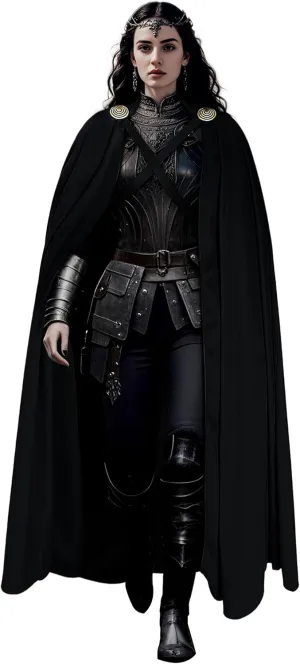 L'VOW Medieval Black Cape Viking Cape Renaissance Cloak with Brooches for Women Men Halloween Cosplay