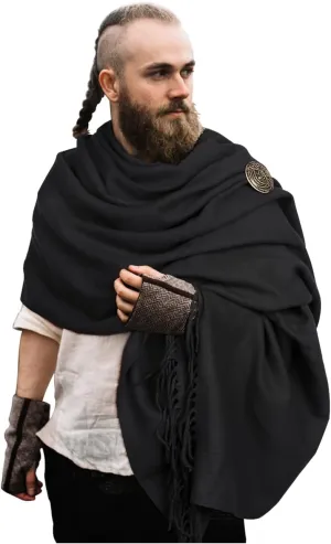L'VOW Viking Cloak Medieval Half Shoulder Cape with Brooch Renaissance Roman Shawl Cape for Men Women