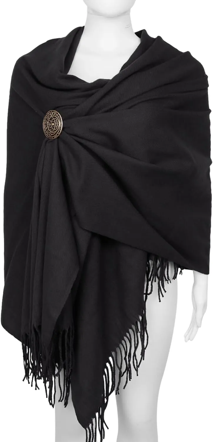 L'VOW Viking Cloak Medieval Half Shoulder Cape with Brooch Renaissance Roman Shawl Cape for Men Women