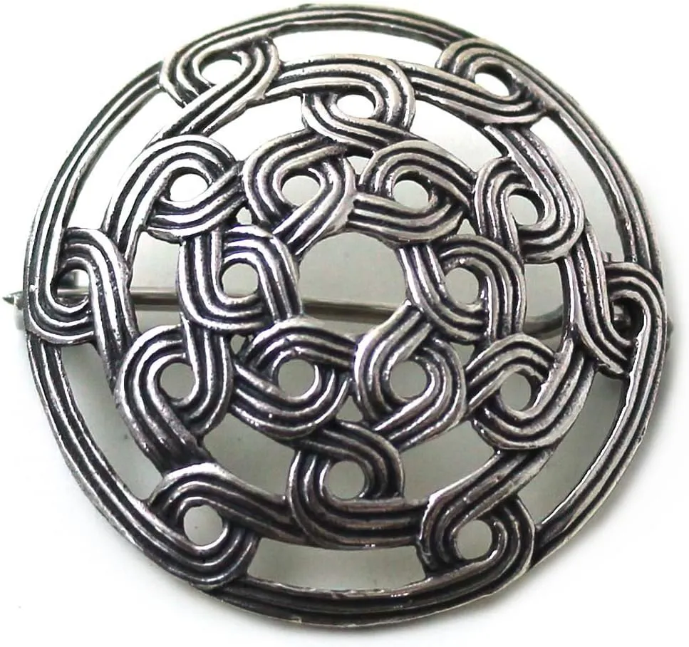 LynnAround 925 Sterling Silver Norse Viking Shield Brooches, Cloak, Shawl, Scarf Pin, Celtic Irish Vintage Jewelry