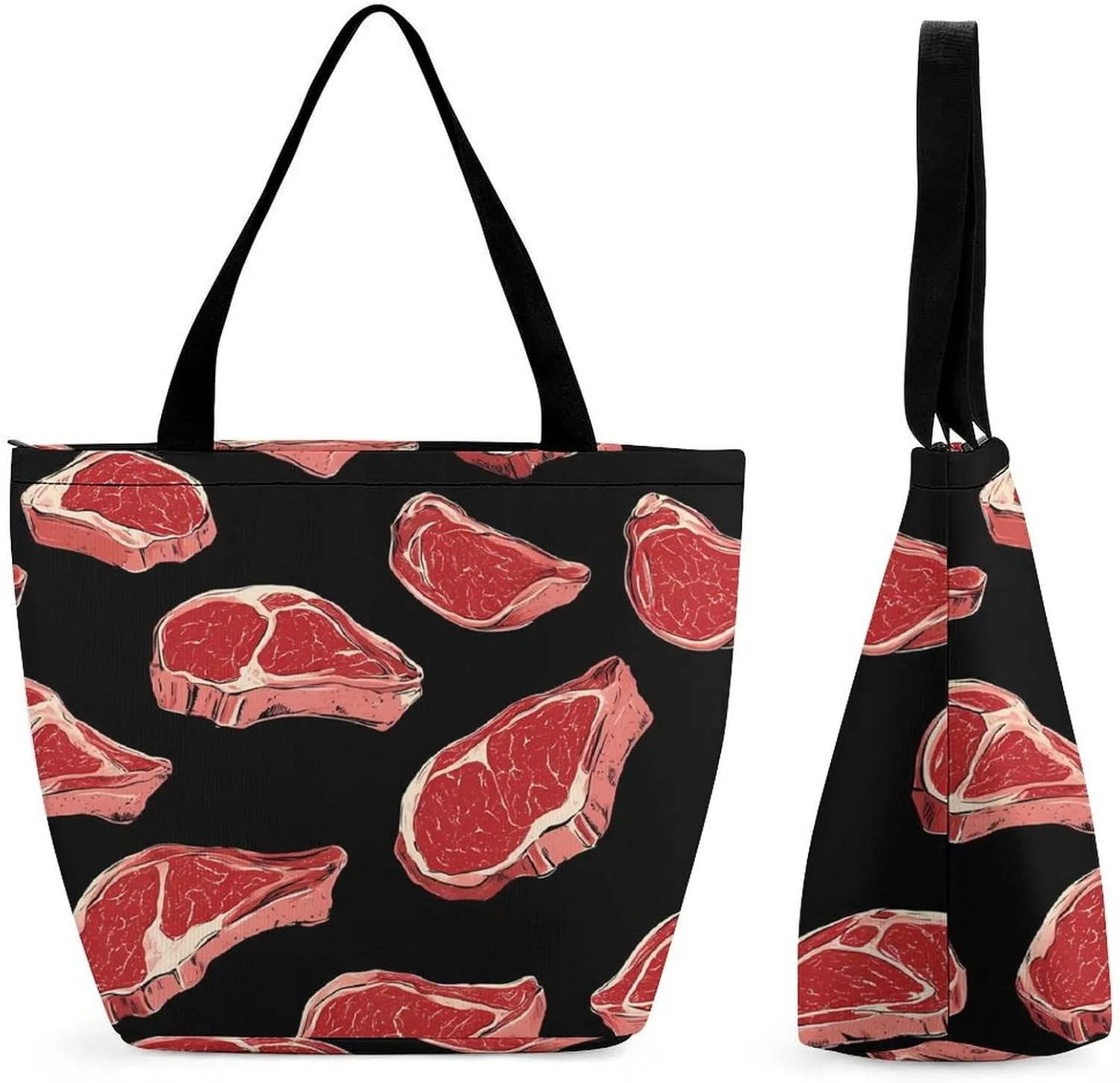 Meat Red Steaks Women's Shopping Grocery Tote Bag Handbags Large Shoulder Bags Work Business Travel