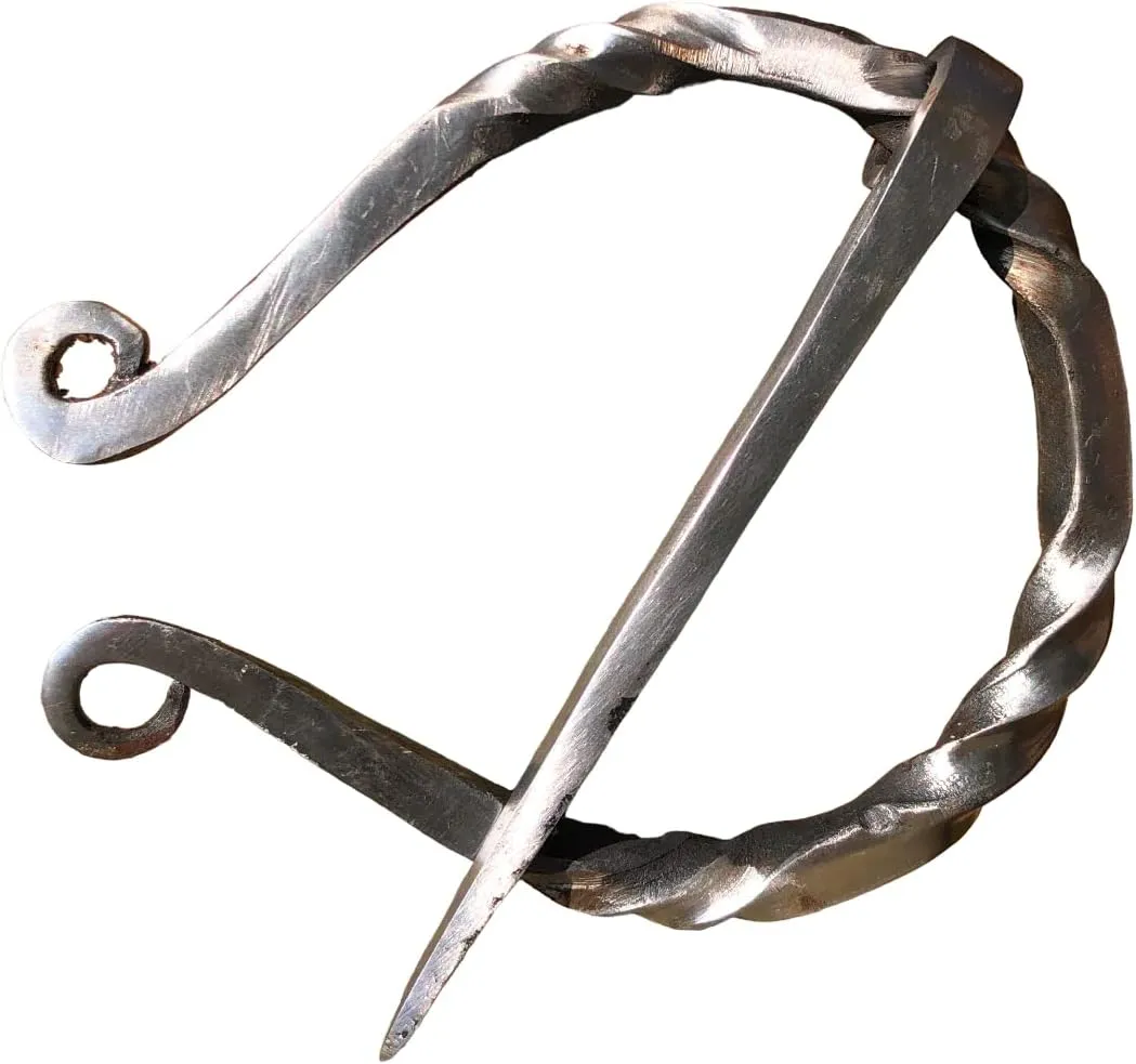 Medieval Hand - Forged Penannular Iron Brooch Fibula, Norse Cloak, Scarf-Shawl Pin, Cloak Clasp, Celtic, Renaissance Viking Age Jewelry Halloween Costume