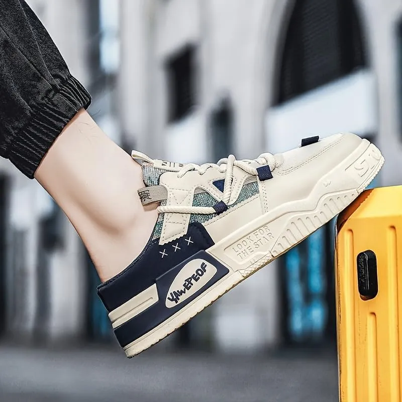 Men's Breathable Casual Sneakers Trendy Thick Sole Sports Shoes, Lightweight & Stylish Low-Top Lace-Up for Running, Hiking & Everyday Wear