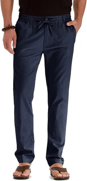Mens Business Casual Pants Elastic Waist Dress Pants Trousers with Pockets Lightweight Flat Front Classic Fit Pants