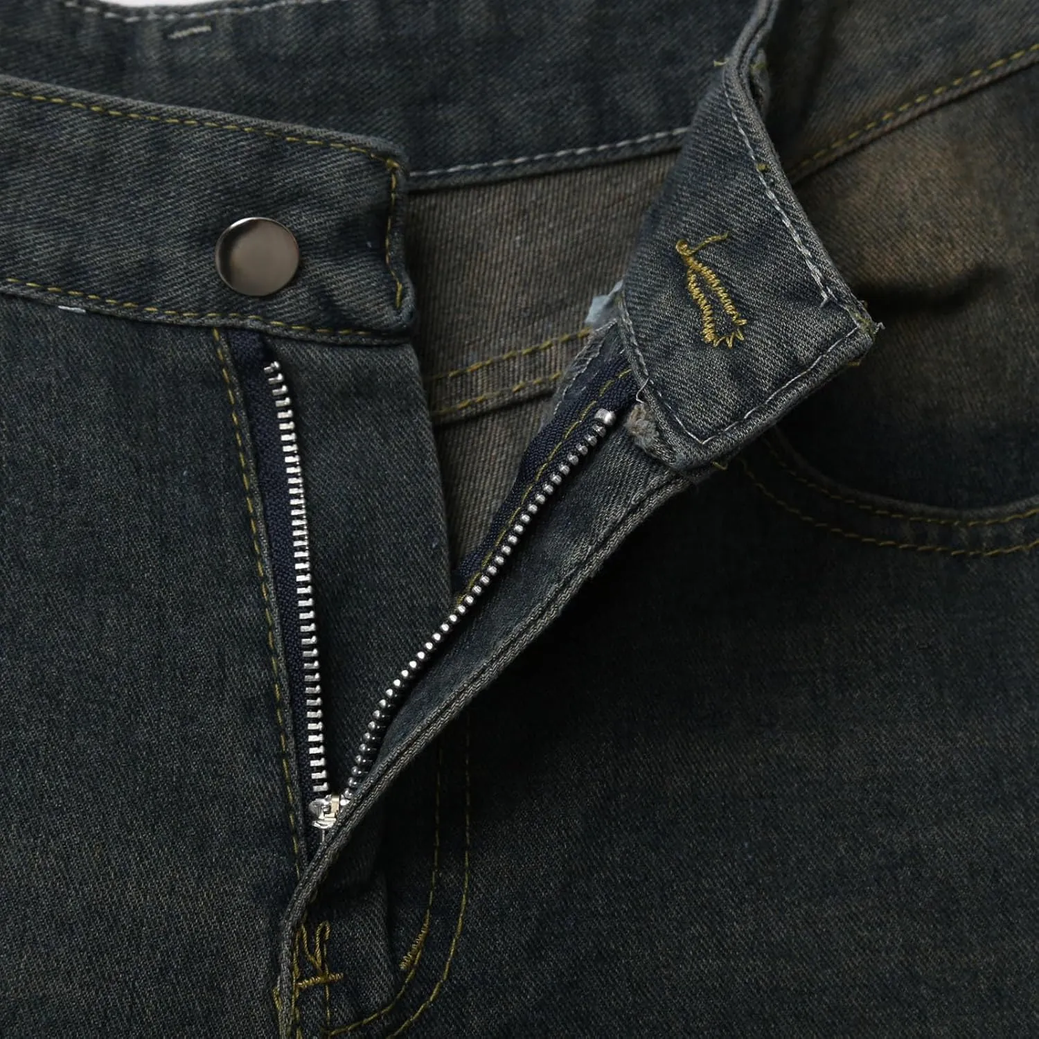 Men's Loose Hip Hop Mid Jean Shorts Work Denim Shorts with Pockets Casual Summer Streetwear Clothes