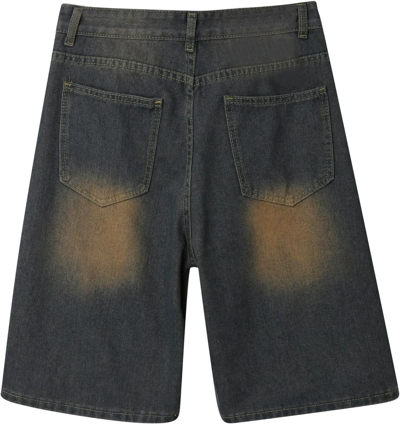 Men's Loose Hip Hop Mid Jean Shorts Work Denim Shorts with Pockets Casual Summer Streetwear Clothes
