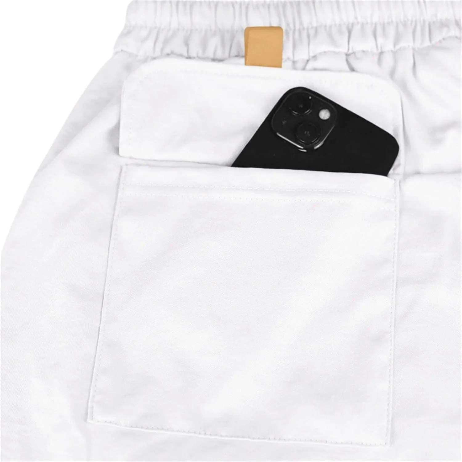 Men's Shorts Casual Cotton Linen Elastic Waist Summer Beach Vacation Shorts with Multi-Pocket