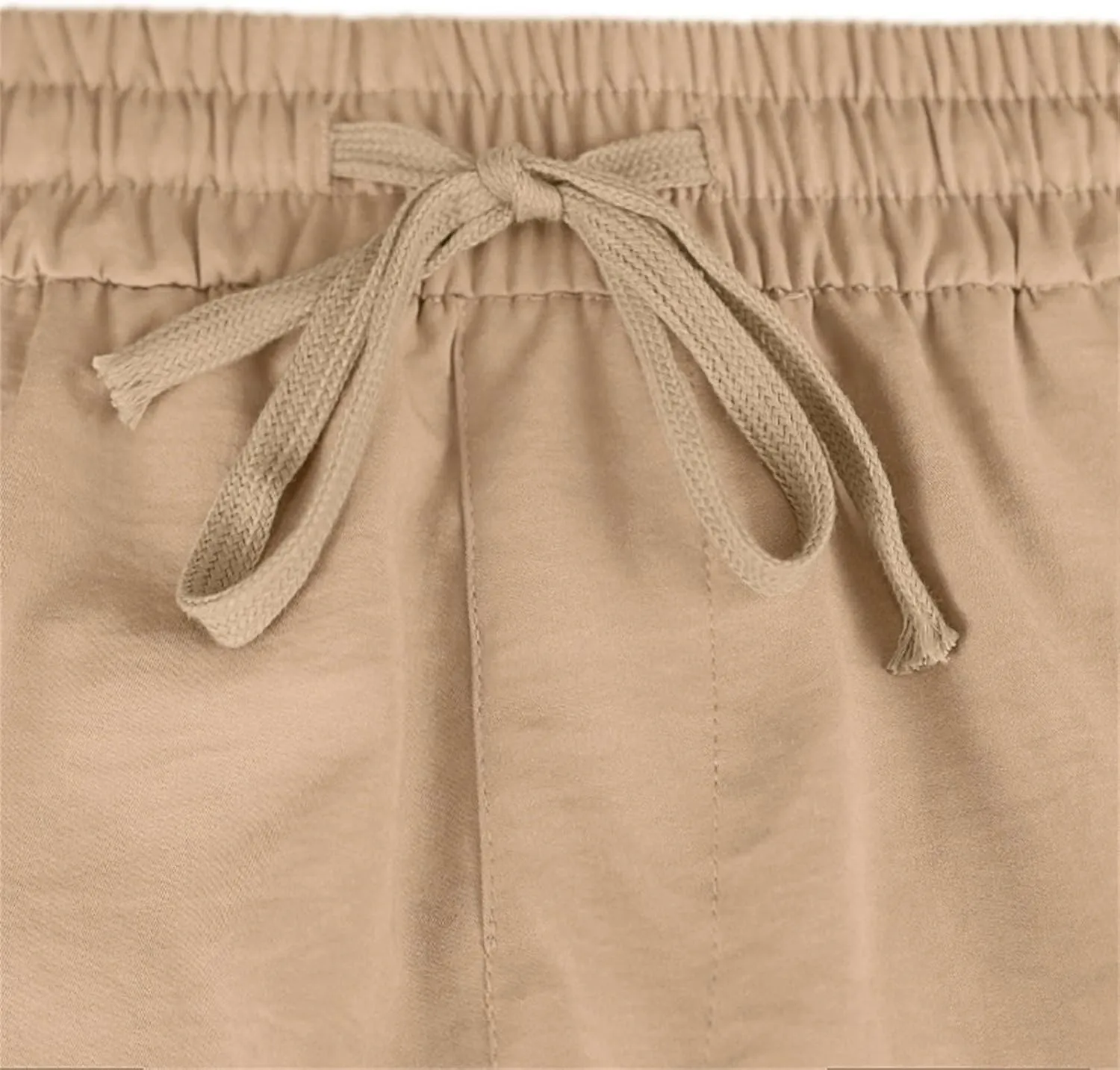 Men's Shorts Casual Cotton Linen Elastic Waist Summer Beach Vacation Shorts with Multi-Pocket