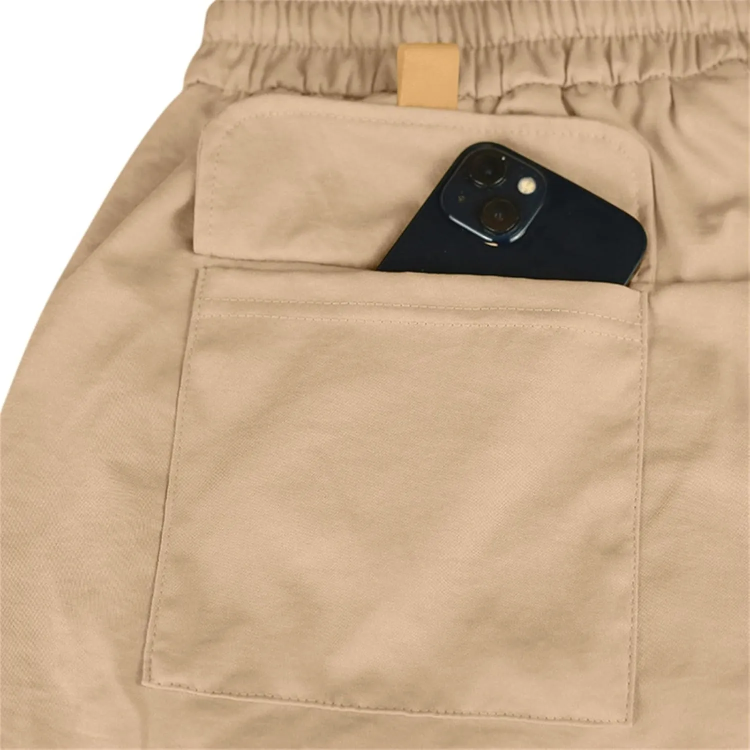 Men's Shorts Casual Cotton Linen Elastic Waist Summer Beach Vacation Shorts with Multi-Pocket