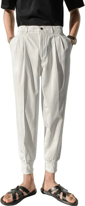 Men's Slim Fit Dress Pant Lightweight Chino Flat Front Straight Fit Pant Pants Winter Trousers Outdoor Pants (29,White)