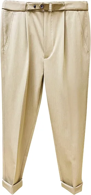 Men's Slim Fit Dress Pant Stretch Flat Front Traveler Long Pant Fashion Casual Business Chino Pants (36,Khaki)