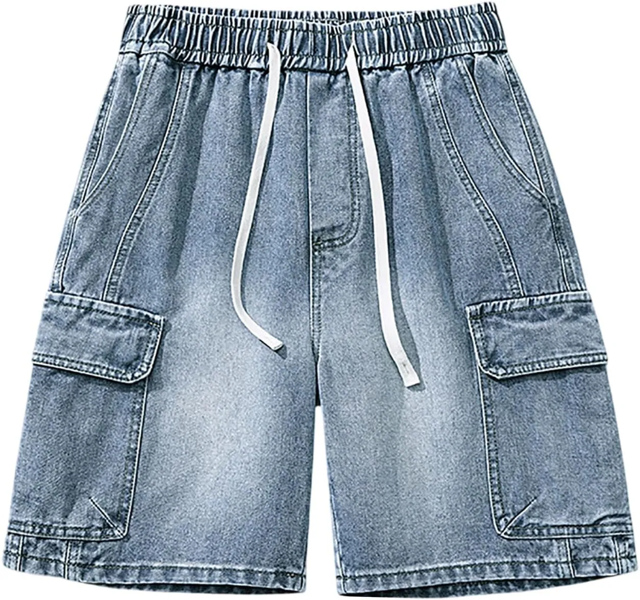Mens Y2K Grunge Baggy Jean Shorts Casual Hip Hop Aesthetic Pants Loose Fit Denim Shorts Streetwear Clothes