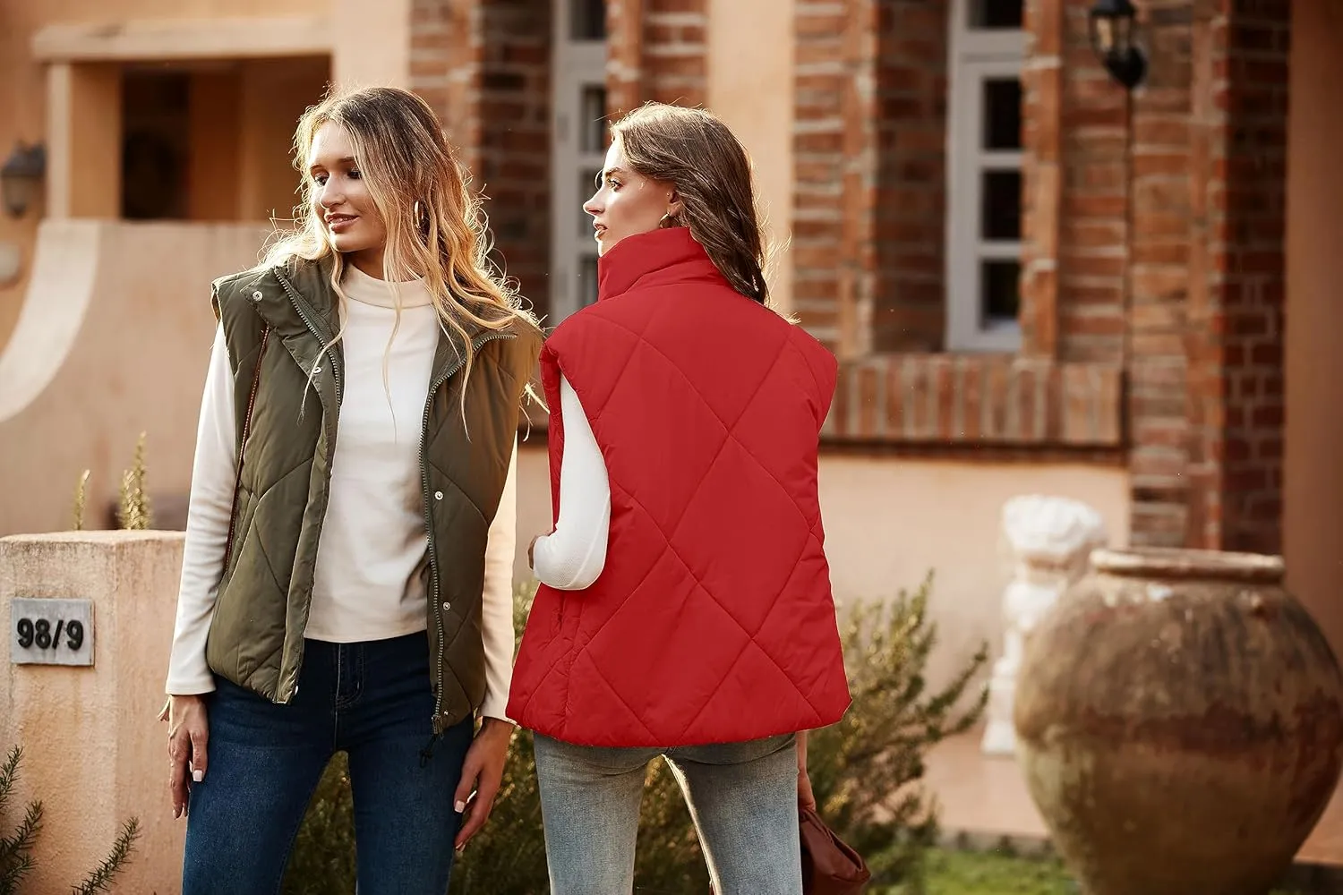 MEROKEETY Women's 2024 Winter Puffer Vest Quilted Stand Collar Zip Up Padded Gilet Coat with Pockets