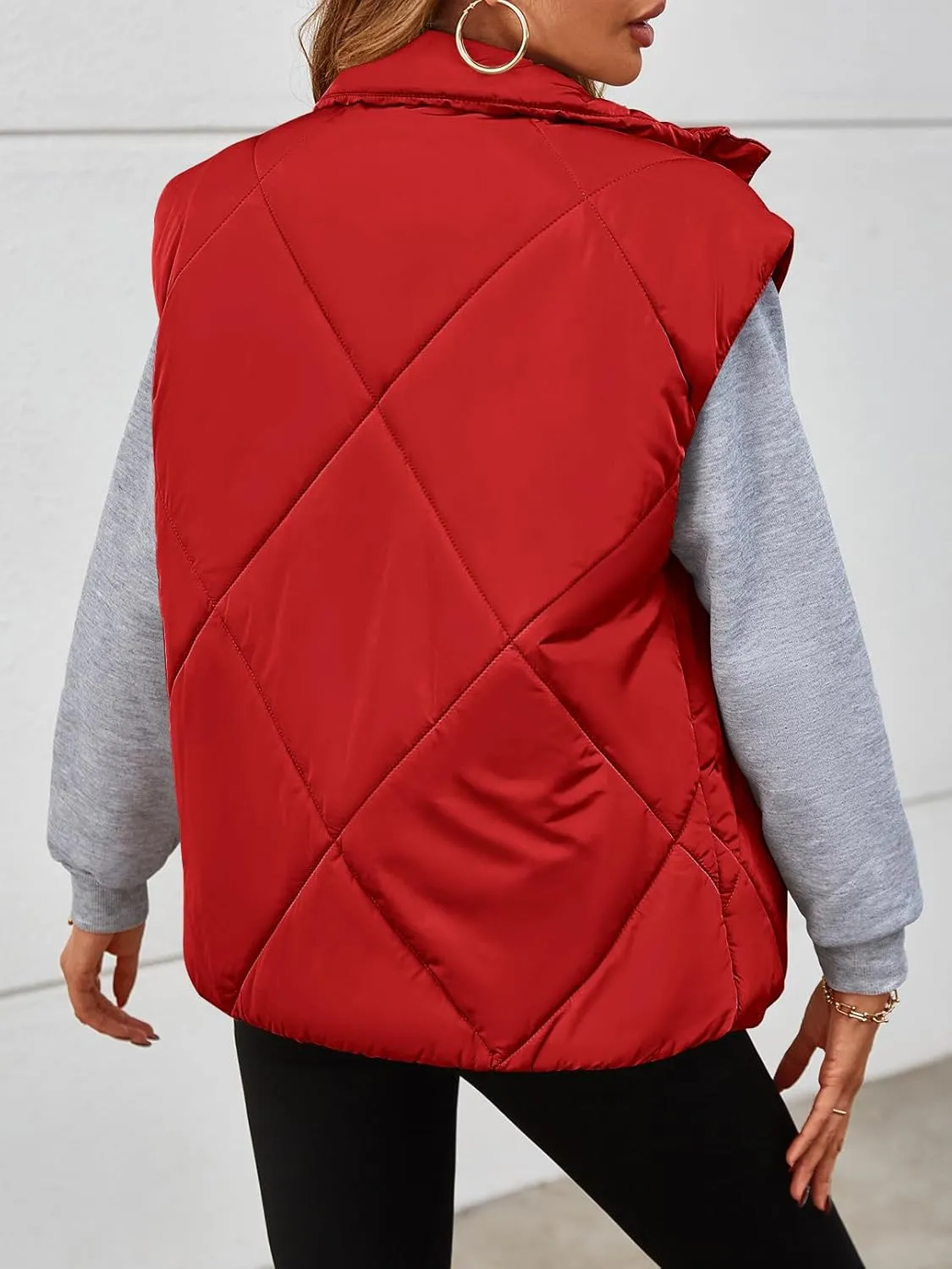 MEROKEETY Women's 2024 Winter Puffer Vest Quilted Stand Collar Zip Up Padded Gilet Coat with Pockets