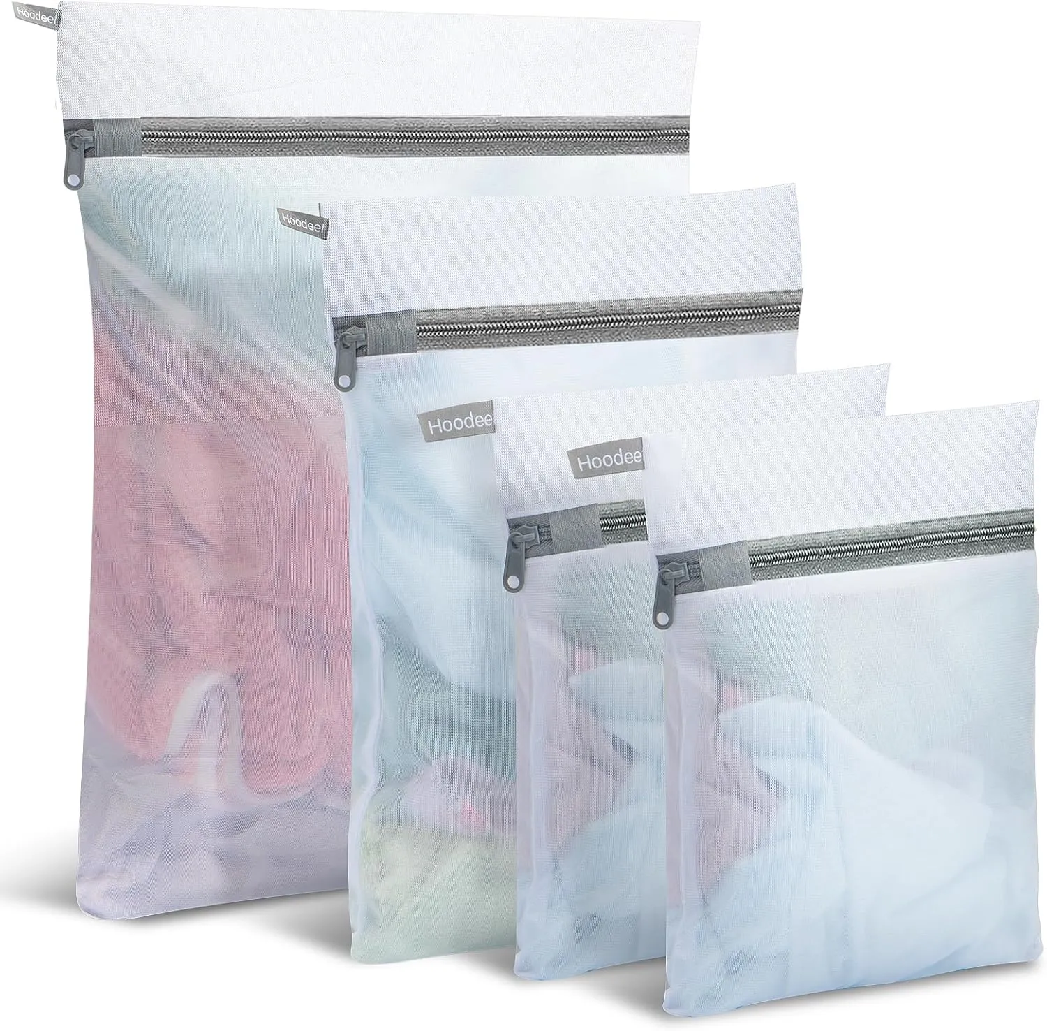 Mesh Laundry Bags for Delicates, 4Pcs Laundry Bags Mesh Wash Bags,Lingerie Bags for Washing Delicates, Laundry Bag for Delicates (1 Large,1 Medium,2 Small)