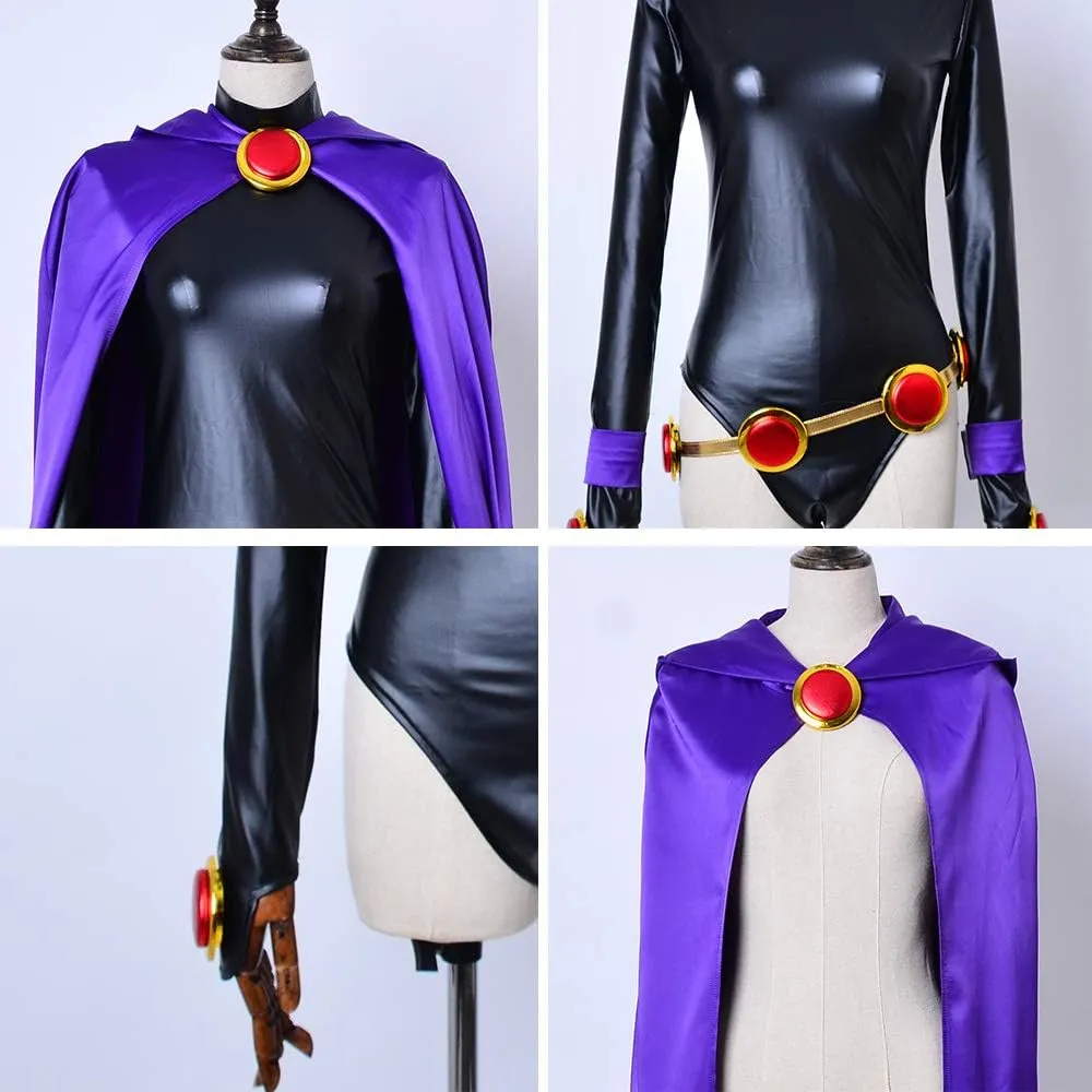 miccostumes Women's Costume Magical Girl Cosplay Fighting Bodysuit Full Set With Purple Hooded Cloak