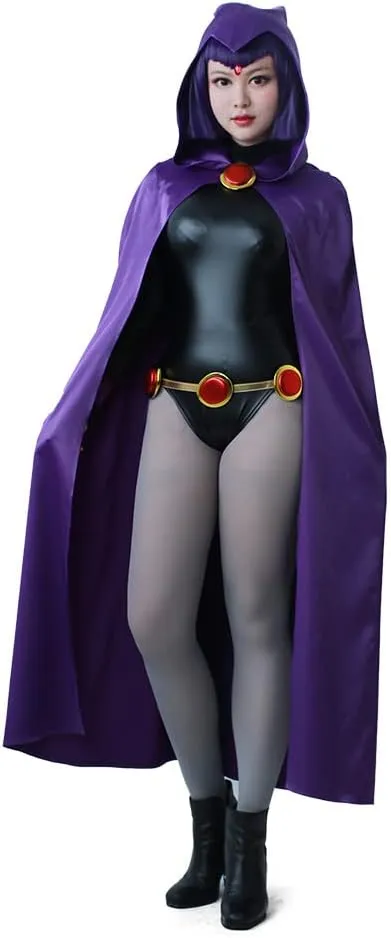 miccostumes Women's Costume Magical Girl Cosplay Fighting Bodysuit Full Set With Purple Hooded Cloak