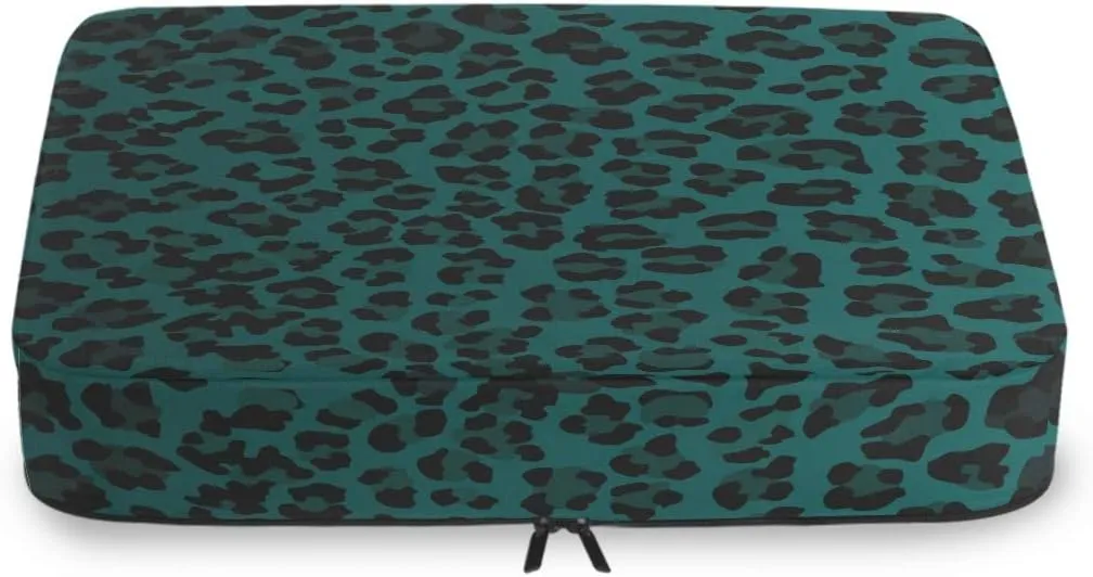 MNSRUU Packing Cubes Leopard Print Turquoise Compression Luggage Cubes Travel Organizer Packing Bags for Suitcases, 4 PCS