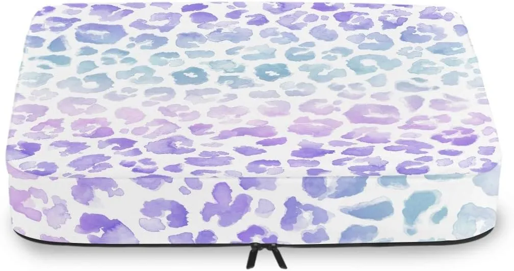MNSRUU Packing Cubes Leopard Purple Tie Dye Compression Luggage Cubes Travel Organizer Packing Bags for Suitcases, 4 PCS