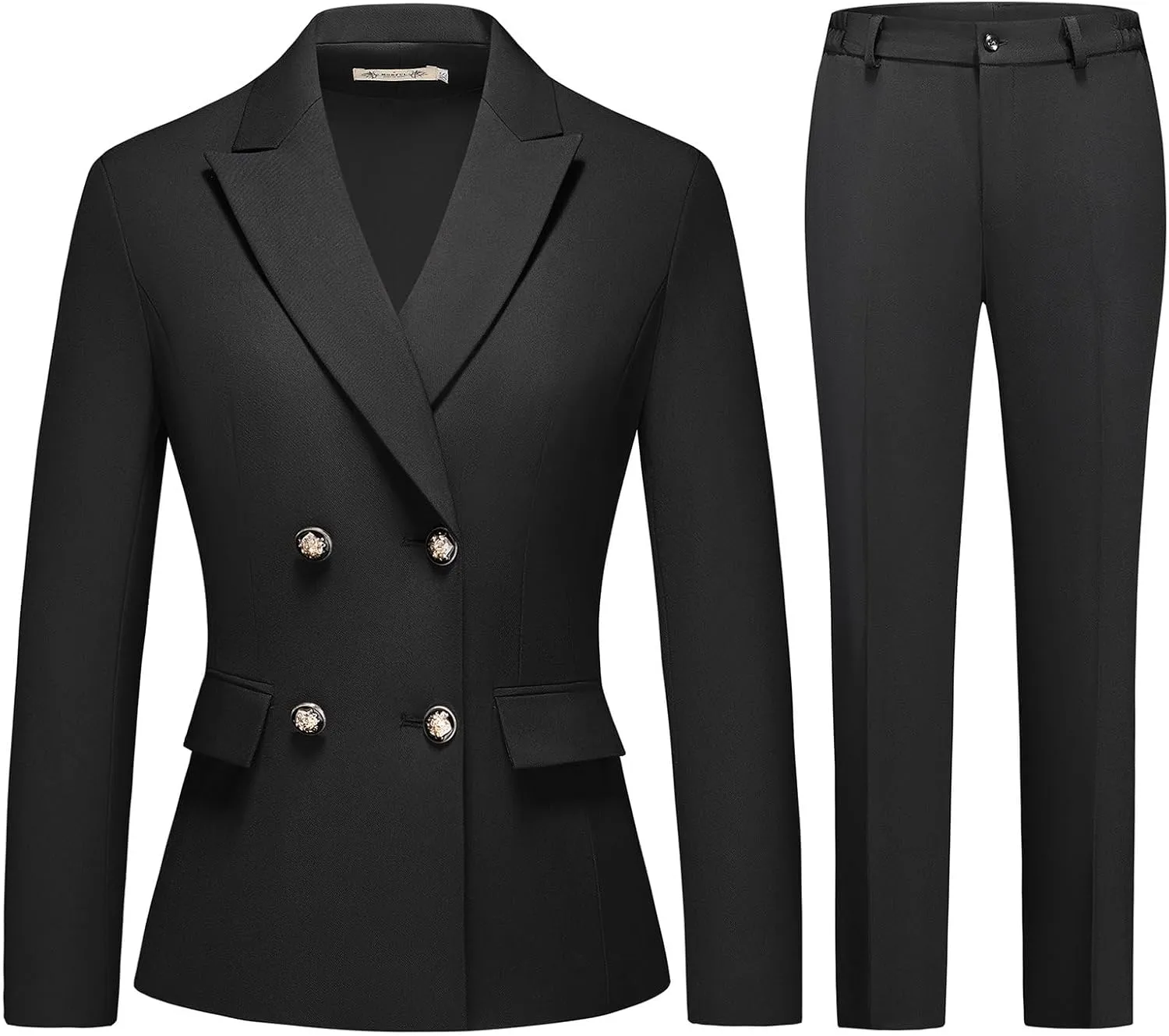 MODFUL Women's 2 Piece Business Suit Double Breasted Blazer and Pants Work Suit Set