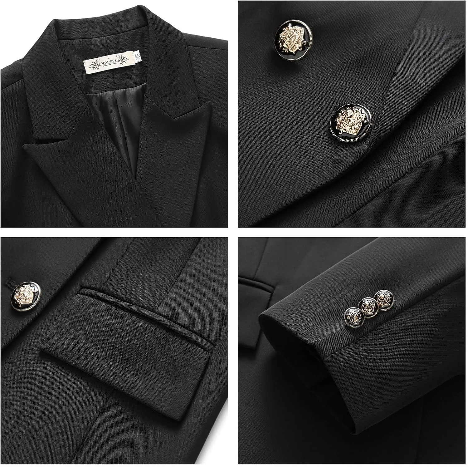 MODFUL Women's 2 Piece Business Suit Double Breasted Blazer and Pants Work Suit Set