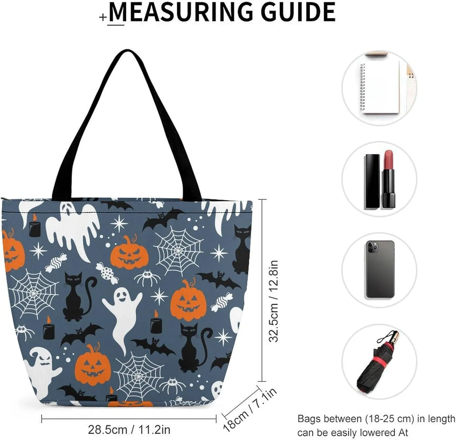 Multicolored Bright Faces Halloweens Hobo Handbags With Zipper Women's Tote Handbags