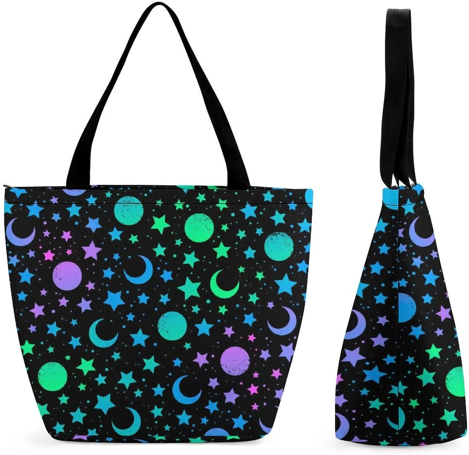 Multicolored Bright Faces Halloweens Hobo Handbags With Zipper Women's Tote Handbags