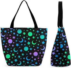 Multicolored Bright Faces Halloweens Hobo Handbags With Zipper Women's Tote Handbags