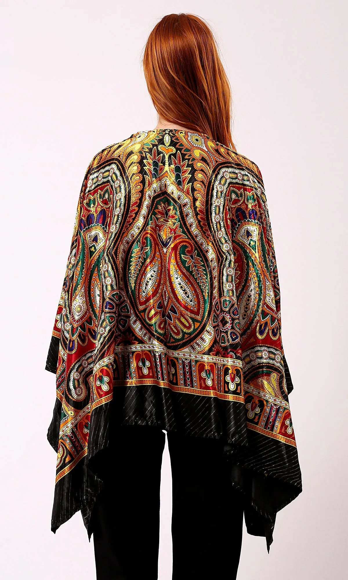 O182854 Patterned Black & Gold Stain Cardigan With Open Neckline