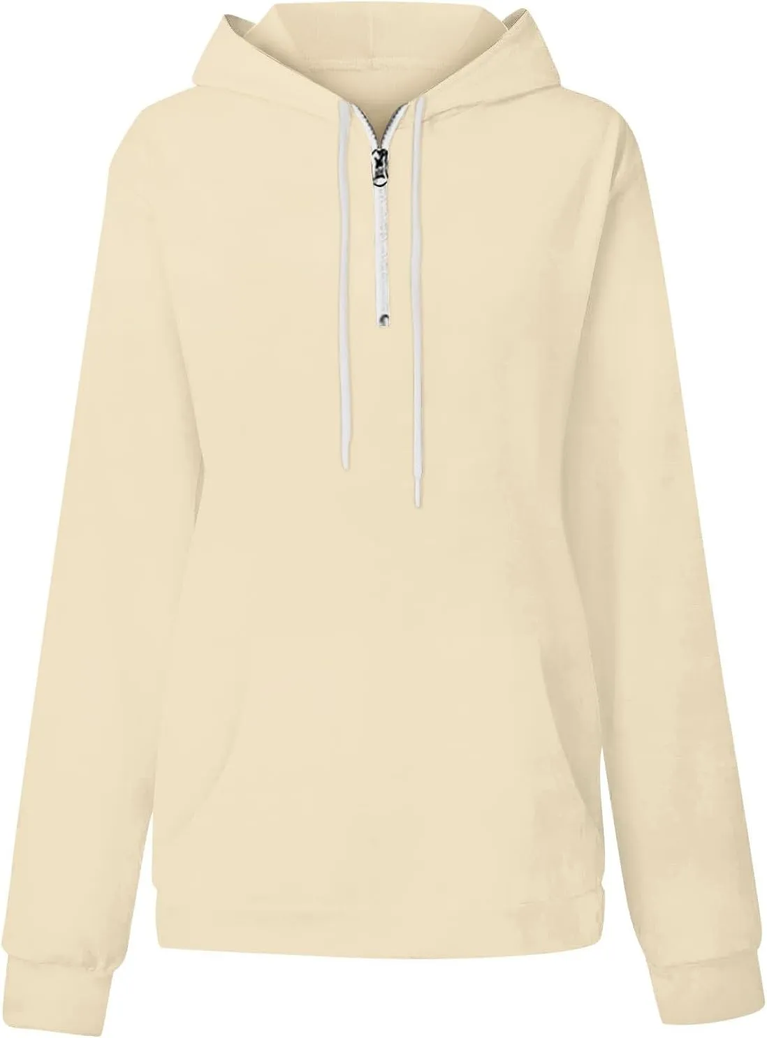 Oversized Zip Up Hoodie Women Fleece Quarter Zip Pullover Sweatshirts Casual Long Sleeve Top Fall Clothes w/Pockets