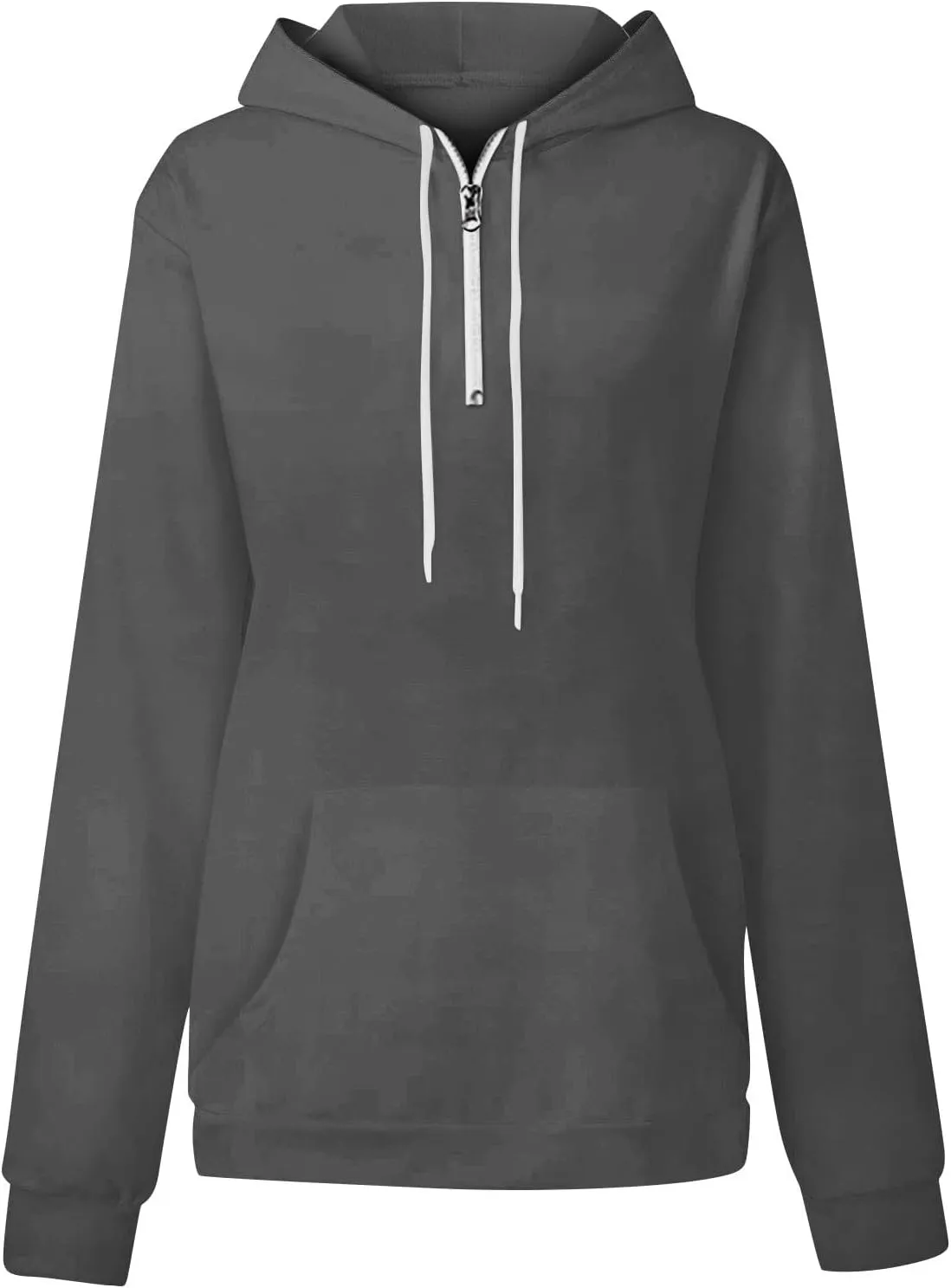 Oversized Zip Up Hoodie Women Fleece Quarter Zip Pullover Sweatshirts Casual Long Sleeve Top Fall Clothes w/Pockets