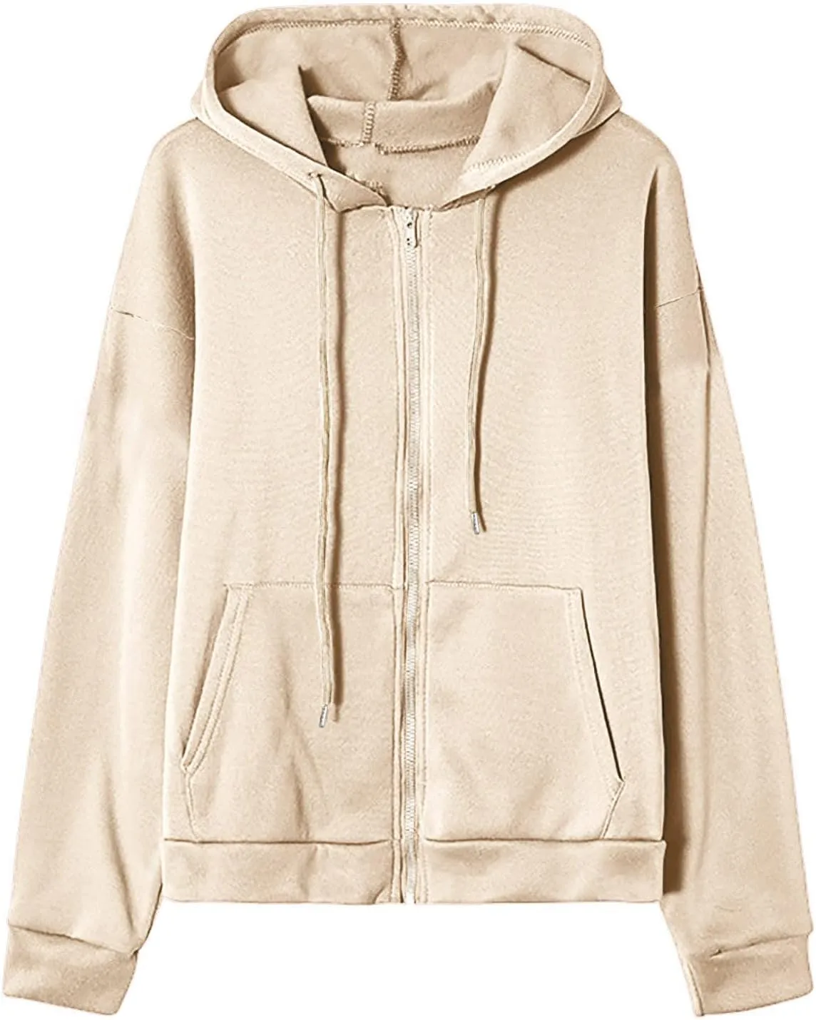 Oversized Zip Up Hoodies for Women Casual Drawstring Teen Girl Y2K Sweatshirts Long Sleeve Fall Jackets With Pockets