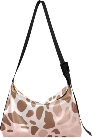 Pink Cow Tote Bag for Women Large Hobo Bags Cross Body Purse Leather Bags with Adjustable Strap for Women Men