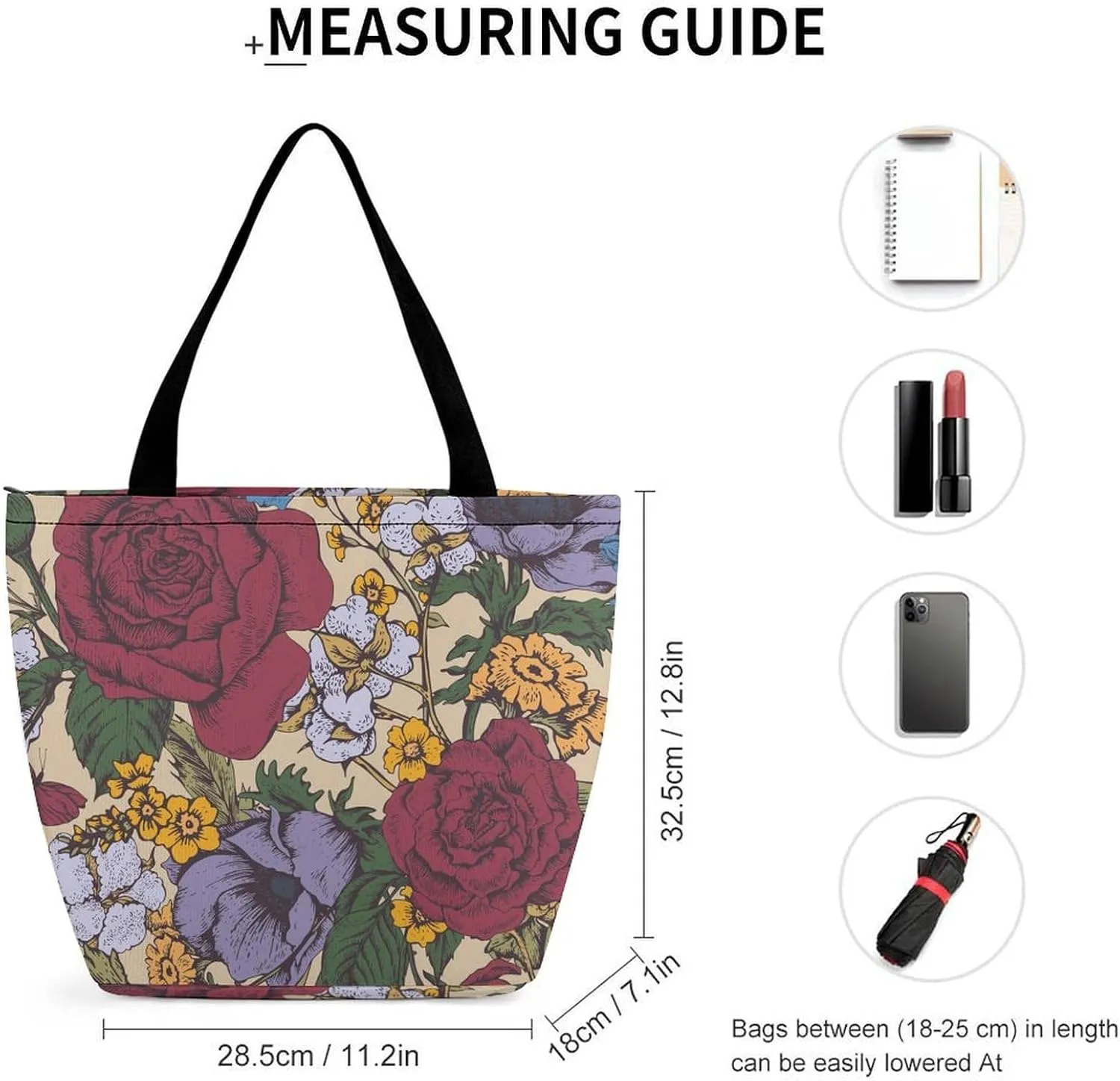 Pink Wild Flowers Print Hobo Handbags With Zipper Women's Tote Handbags