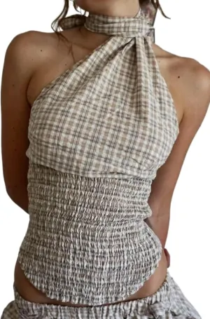 Polka Dot Halter Tops for Women Y2k Open Back Scarf Top Cute Camisole Downtown Girl Clothes Streetwear