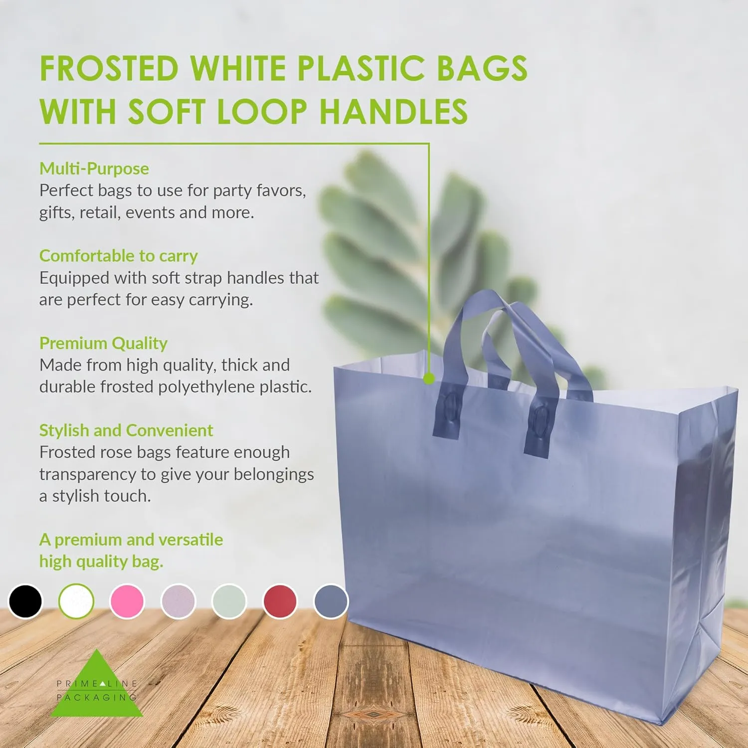 Prime Line Packaging Navy Blue Gift Bags, Large Frosted Plastic Totes with Handles, Small Business, Boutique, Retail, Shopping, Bulk, 16x6x12 100 Pack