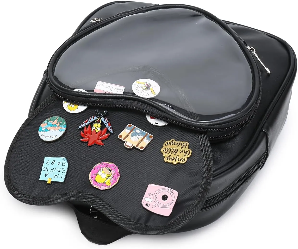 RAINBOW SMILE Ita Bag Backpack Heart Shaped Purse JK Uniform Black Pin Display Backpack for Anime Pins Display