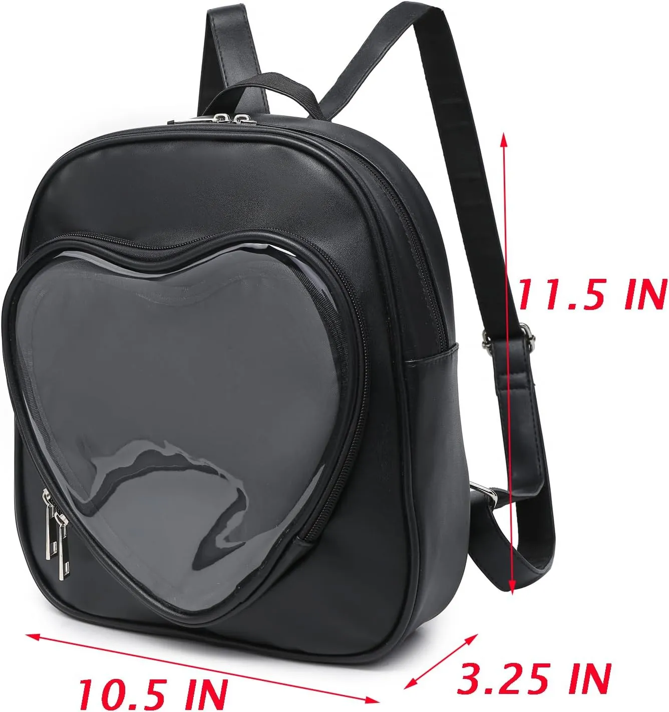 RAINBOW SMILE Ita Bag Backpack Heart Shaped Purse JK Uniform Black Pin Display Backpack for Anime Pins Display