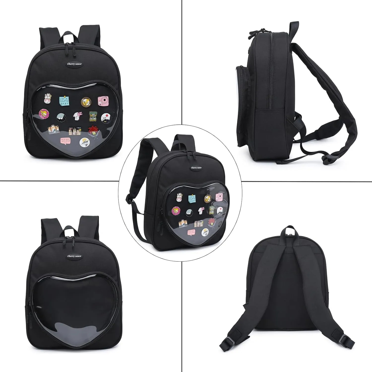 RAINBOW SMILE Ita Bag Backpack Oxford Heart Shaped Purse JK Uniform for Anime Pins Display School Travel