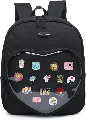 RAINBOW SMILE Ita Bag Backpack Oxford Heart Shaped Purse JK Uniform for Anime Pins Display School Travel