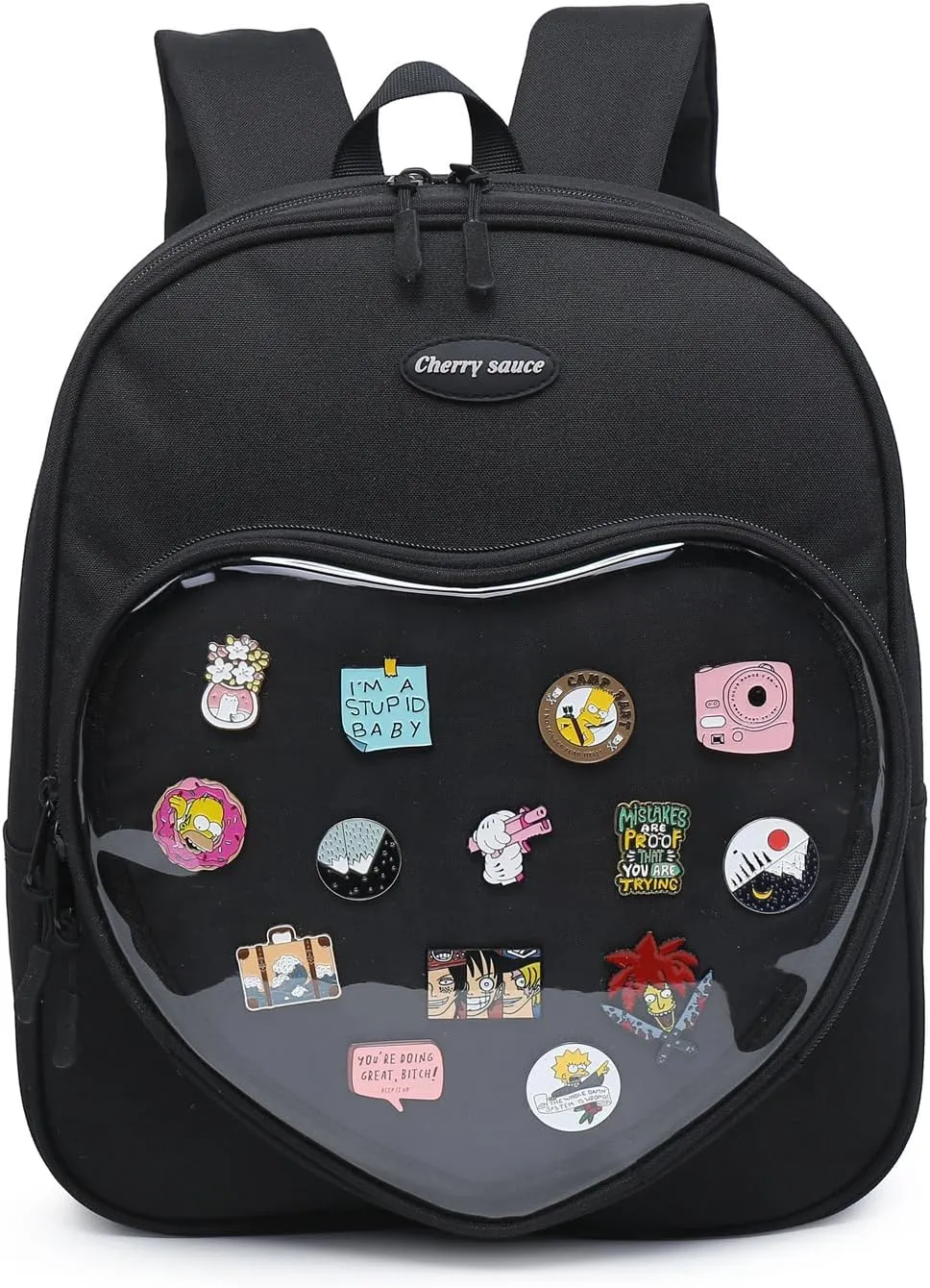RAINBOW SMILE Ita Bag Backpack Oxford Heart Shaped Purse JK Uniform for Anime Pins Display School Travel