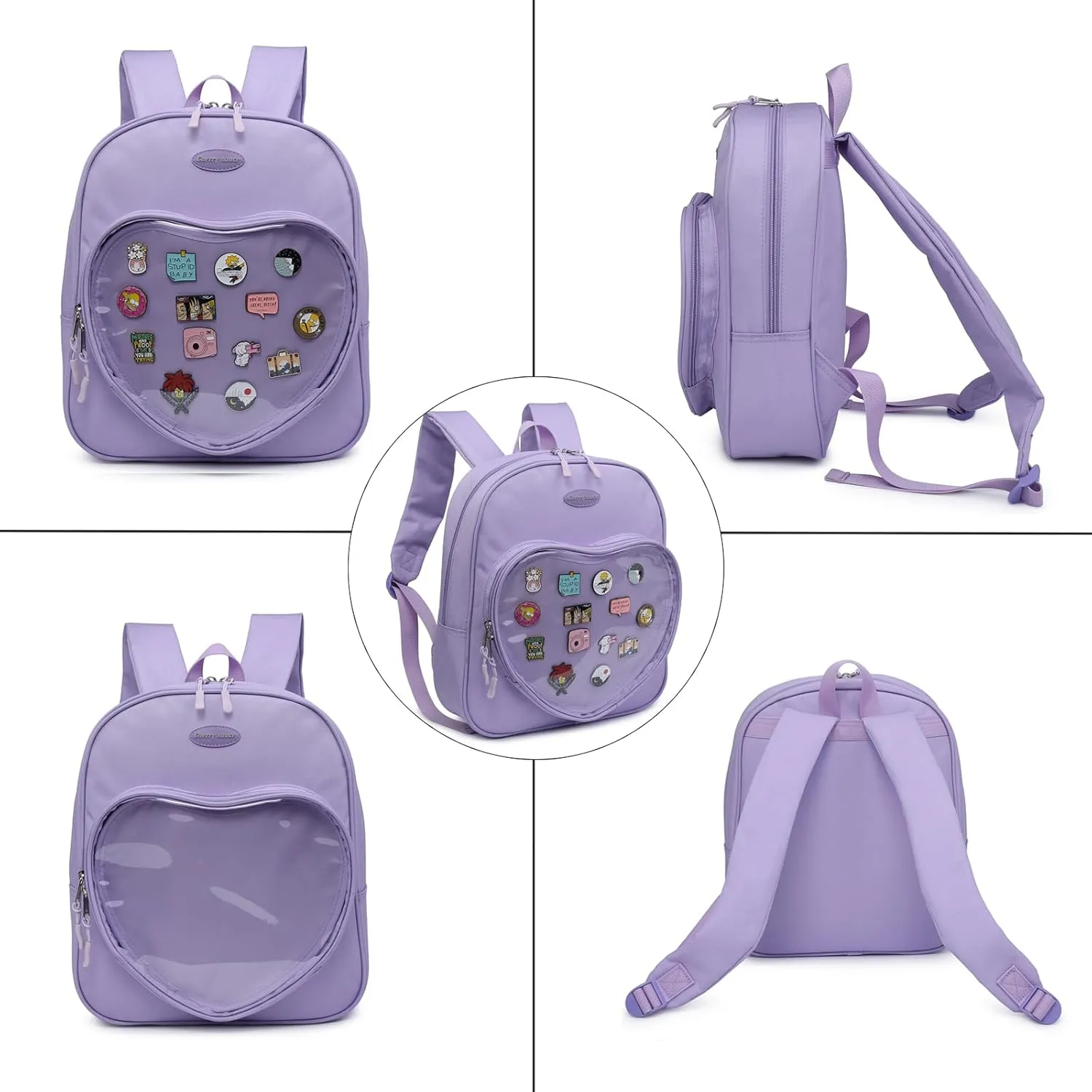RAINBOW SMILE Ita Bag Backpack Oxford Heart Shaped Purse JK Uniform for Anime Pins Display School Travel