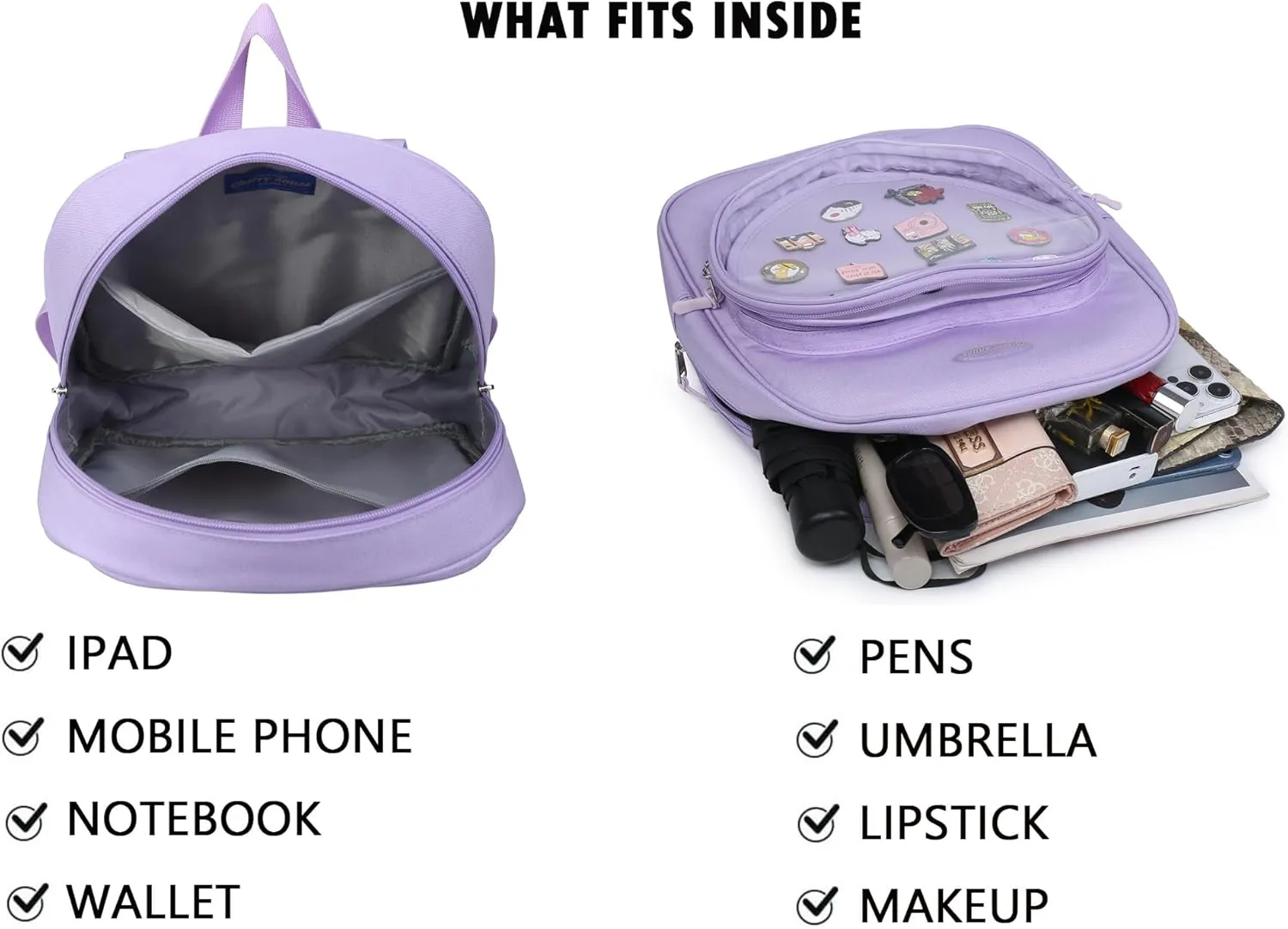 RAINBOW SMILE Ita Bag Backpack Oxford Heart Shaped Purse JK Uniform for Anime Pins Display School Travel