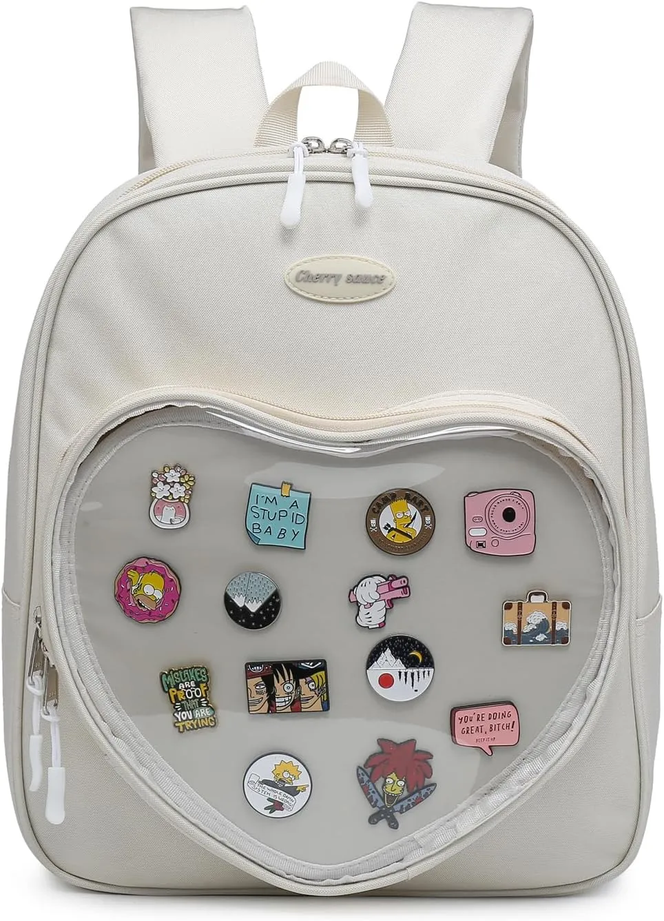 RAINBOW SMILE Ita Bag Backpack Oxford Heart Shaped Purse JK Uniform for Anime Pins Display School Travel