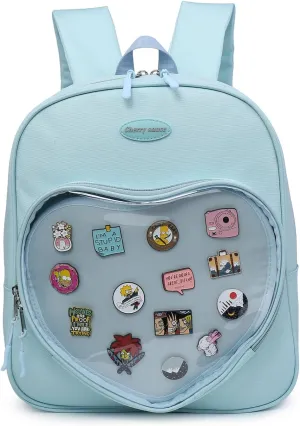 RAINBOW SMILE Ita Bag Backpack Oxford Heart Shaped Purse JK Uniform for Anime Pins Display School Travel