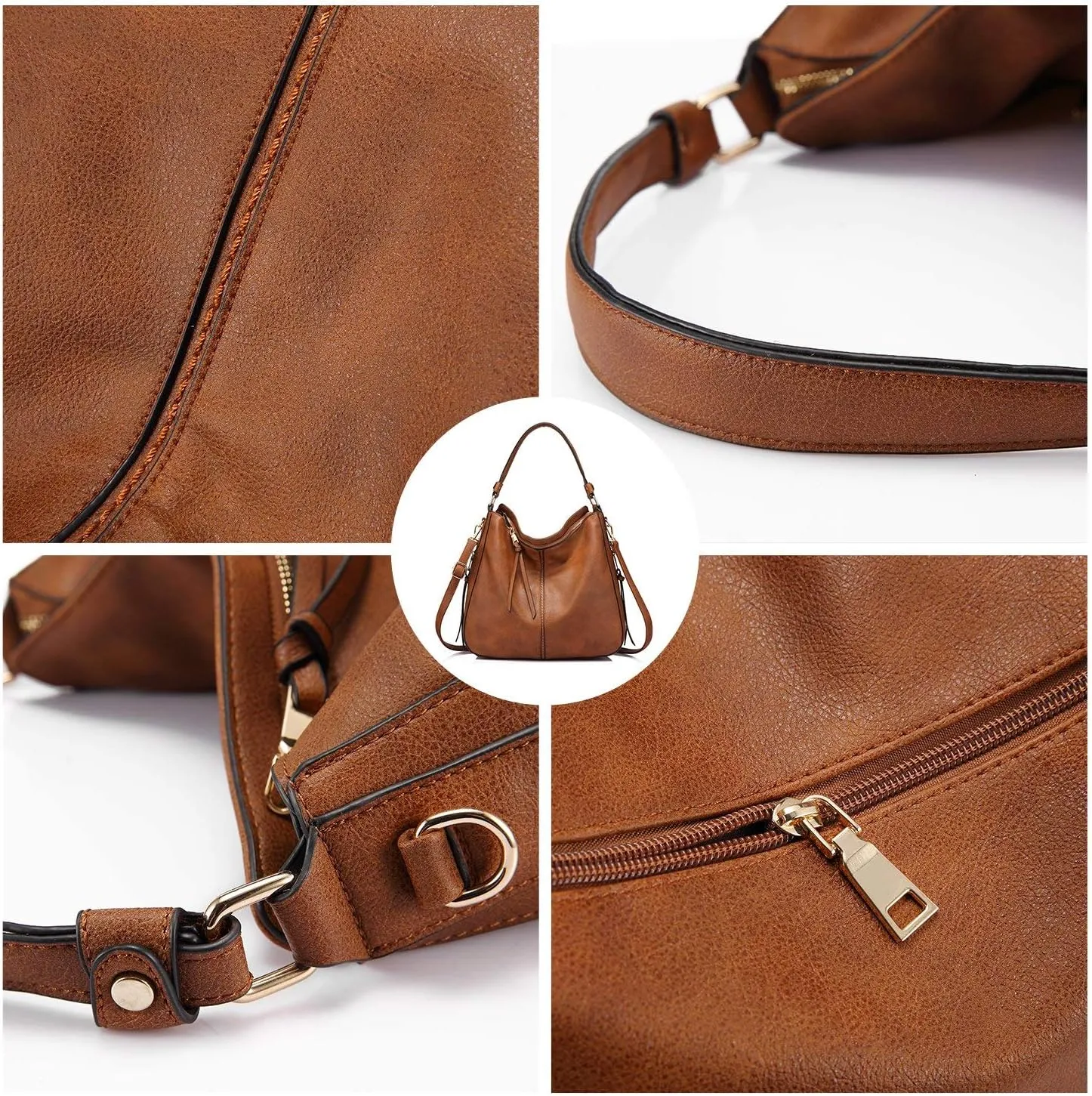 Realer Hobo Crossbody Bags for Women Designer Faux Leather Hobo Handbags Retro Large Size Shoulder Bag Bucket Purse