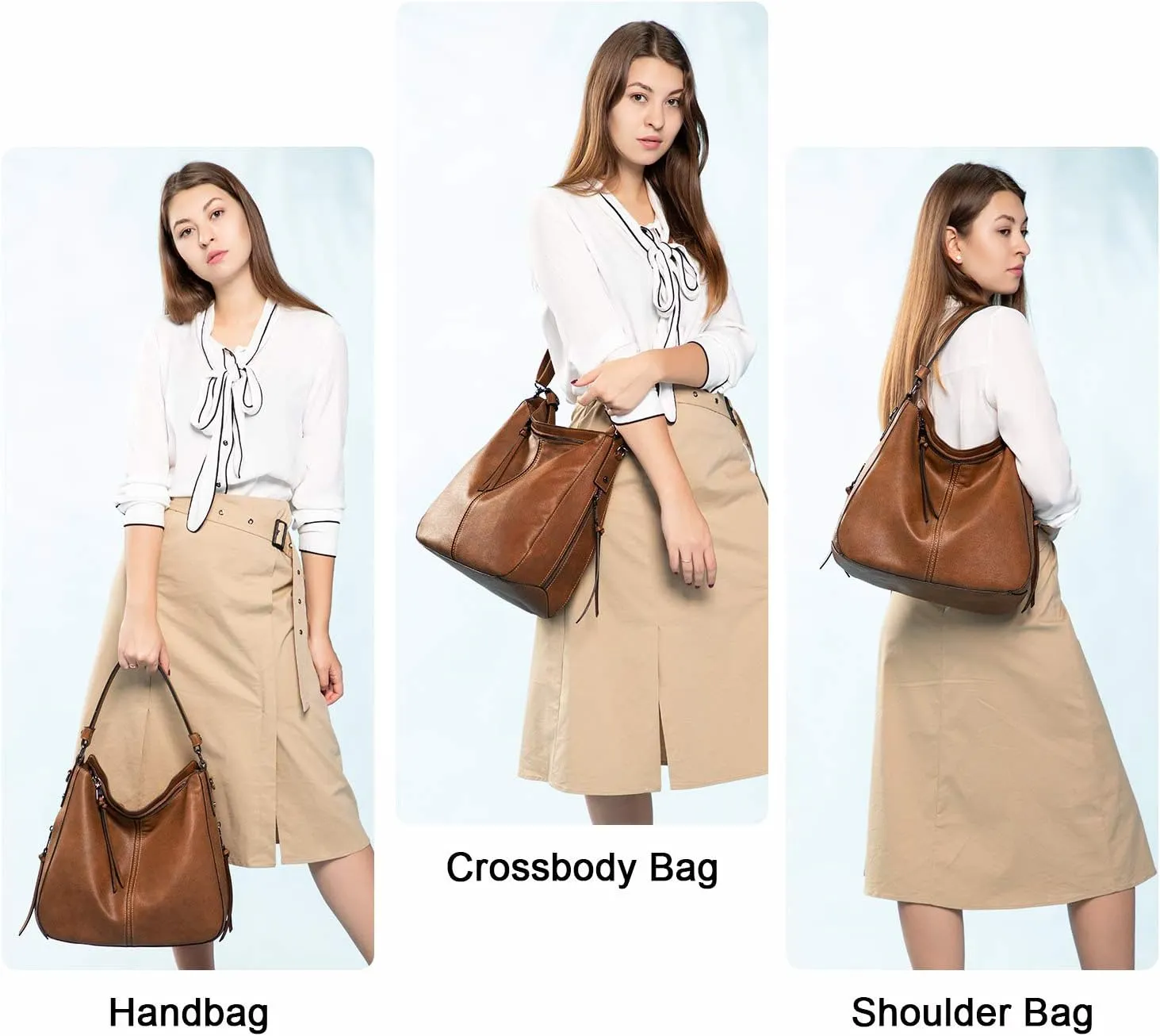 Realer Hobo Crossbody Bags for Women Designer Faux Leather Hobo Handbags Retro Large Size Shoulder Bag Bucket Purse